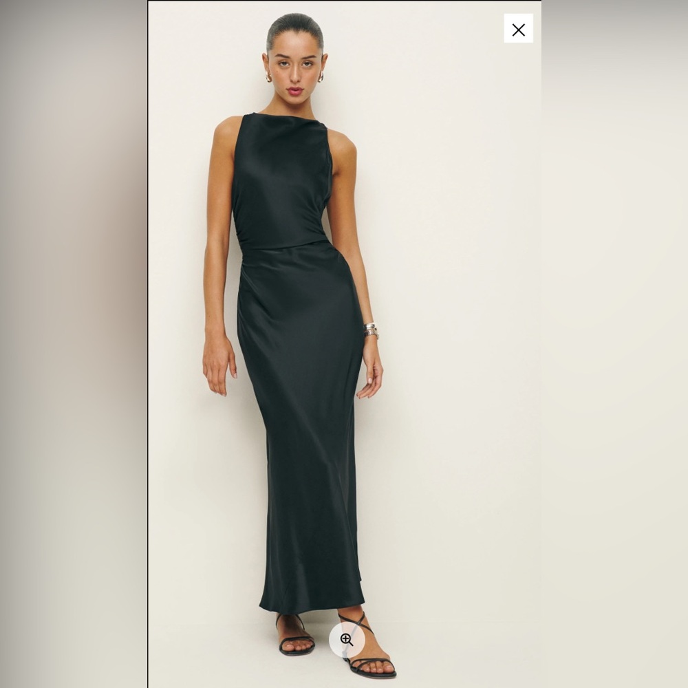 Reformation Casette Silk Dress Black - Size 4